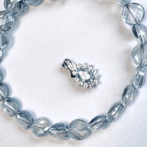 Cloud or Ice Blue Crystal Bracelet and Necklace Charm